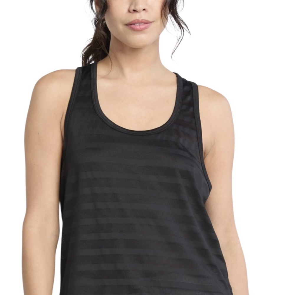 Athletic Works Black Mesh Stripes Sleeveless Tank Top